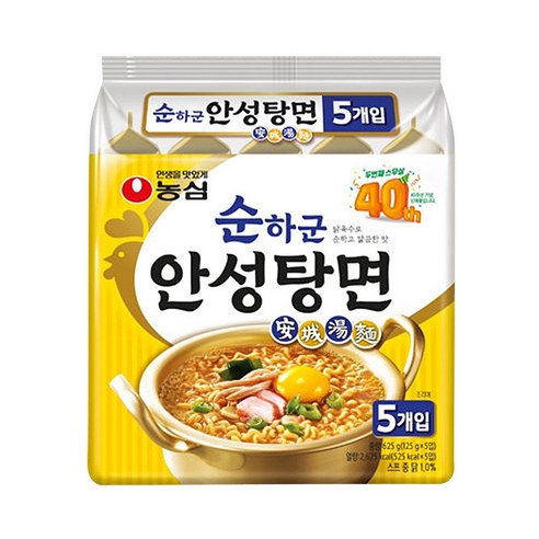 농심 순하군 안성탕면 125g, 5개