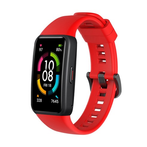 dodocool Honor Band 6 실리콘 교체 스트랩, 빨간색, 견장