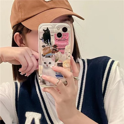 블랑제이 큐티 고양이 물결 아이폰케이스