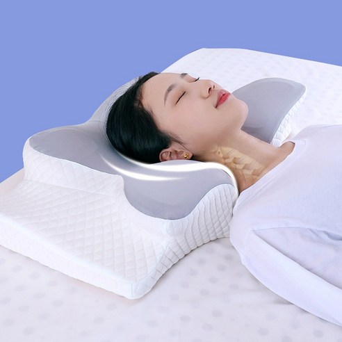 SAGONG 고밀도 메모리폼 경추베개 옆으로 누워자는 베개, 그레이+화이트, 1개