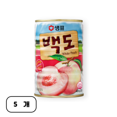 샘표 백도 통조림, 400g, 5개