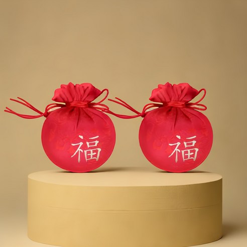 오어브랜드 다용도 복주머니, 2개, 빨간