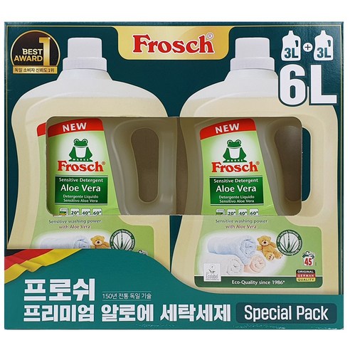 프로쉬 알로에베라 세탁세제 / 독일 친환경 고농축 액상세제 3L, 3000ml, 2개