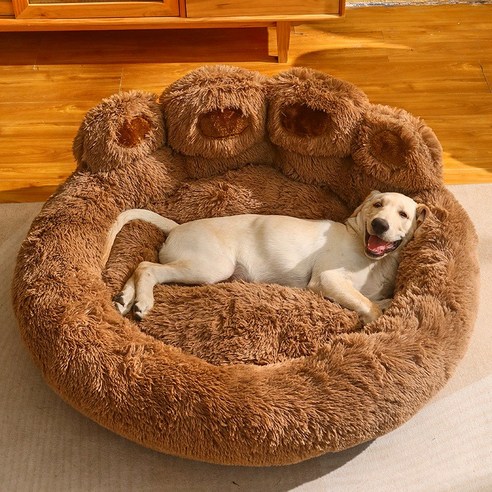 Zeresi 예쁜 고양이 숨숨집 곰발바닥 고양이 강아지 방석 집, 지름50cm, 카멜란지, 1개