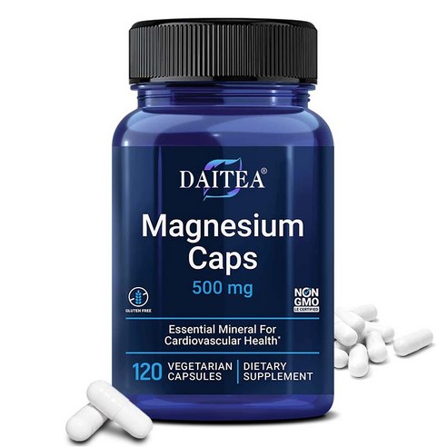 마그네슘 500mg 복합 미네랄 보충제, 산화마그네슘, 구연산마그네슘, 숙신산마그네슘, non-GMO, 글루텐 프리, 2개, 120회분