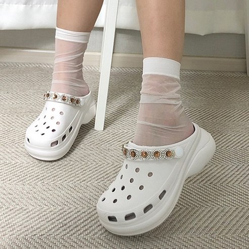 수피 보석줄 장식 키높이 아쿠아 슬리퍼샌들(6cm)