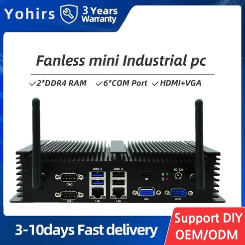 호환 미니컴퓨터 미니PC Yohirs 가장 저렴한 산업용 코어 i5 8250u i3 8130U 2xDDR4 RS422/485 COM 4G SIM 차량용 팬리스 임베디드, 없음, 98.16G DDR4 1TB SSD - Core i3