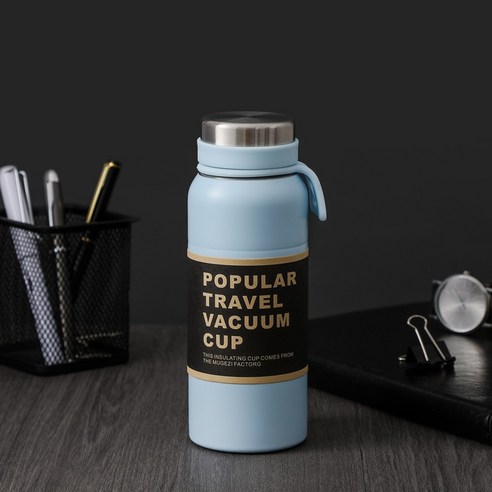 남성과 여성을위한 머그잔 스테인레스 스틸 비즈니스 컵 티 컵 대용량, 파란색, 500ml