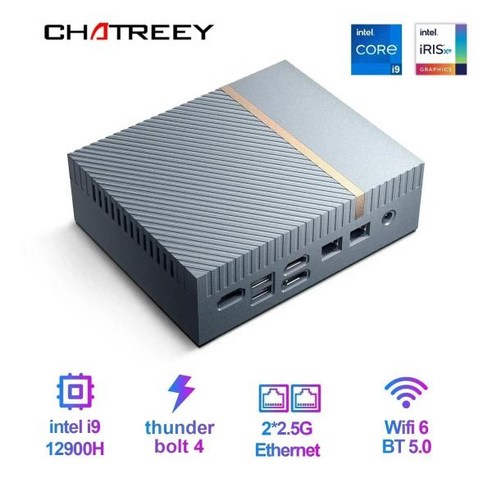 Chatreey IT12 미니 PC 인텔 코어 i7 1360P i9 13900H 게임용 데스크탑 컴퓨터 2x25G 이더넷 PCIe 40 와이파이 6 썬더볼트 4, 없음, 없음, 19) i9 13900H DDR5  32G RAM 1T