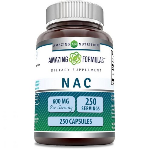 놀라운 포뮬러 NAC 600mg 캡슐 | N-아세틸 시스테인 보충제 Non-GMO 글루텐 프리 미국산 (250 카운트(1팩) 250 카운트)