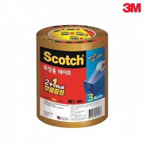 3M 스카치 다용도 강력 포장용 테이프 투명 2+1 (3개입) 3625V, 투명 (폭 48mm x 길이 20M), 1개