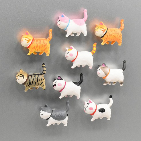 창조적 인 나비 넥타이 고양이 냉장고 자석 3D 만화 고양이 자석 귀여운 마그네틱 스티커 메시지 홈 장식, 2 세대 냉장고 고양이 (9 피스 세트), 중간