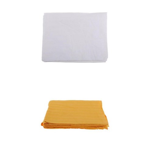 2개의 유니버설 면 스파 마사지 테이블 시트 세트 얼굴 구멍이 있는 침대 커버 - 내구성 세척 방수 방습 위생, 설명, 흰색과 노란색