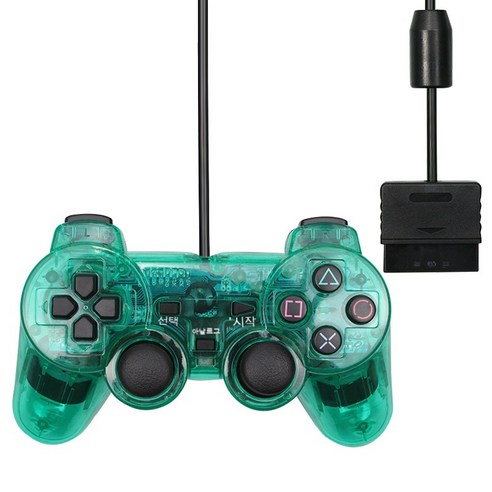 YJQ 유선 Gamepad PS2 컨트롤러 만도 PS2/PS2 조이스틱 playstation 2 진동 충격 Joypad 유선 USB PC 제어, green_Korea