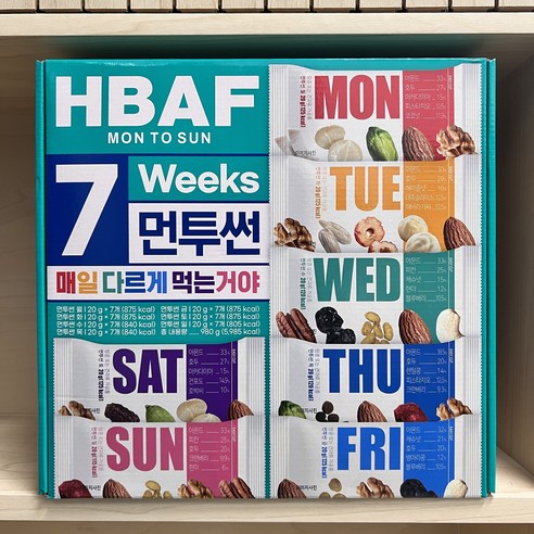 [글로벌푸드] [HBAF]바프 먼투썬 하루견과 7주 20g x 49개