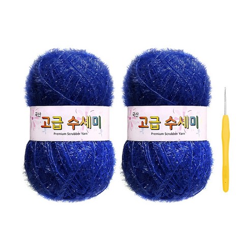 울클럽 별꽃수세미 DIY 고급수세미실 80g 2볼 + 코바늘 6호 (동영상제공), 112블루