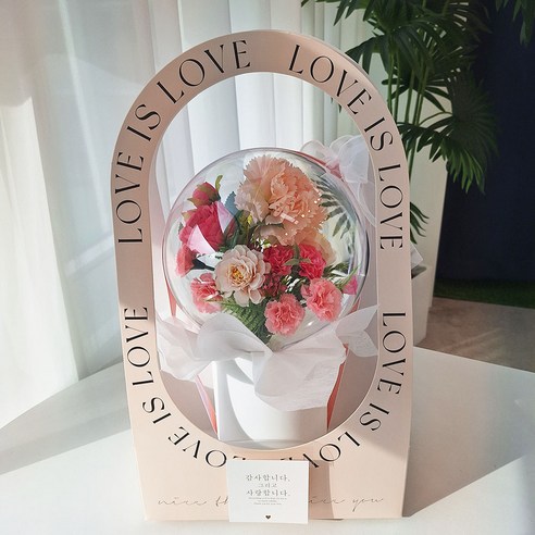 용돈박스 카네이션 꽃풍선 어버이날 생신 기념일 풍선꽃다발 고급쇼핑백 무료구성, 분홍