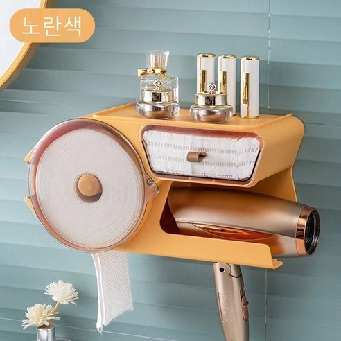 【DF】펀치없는 수건 보관함 헤어 드라이어 스토리지 랙 벽 마운트 화장실 티슈 박스 방수 벽 마운트, {"색상":"【DF】"}, {"크기":"옵션4"}