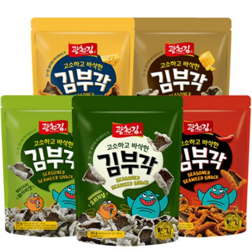 광천김 고소하고 바삭한 김부각 5종, 50g, 5개 - 부각 | 쿠팡