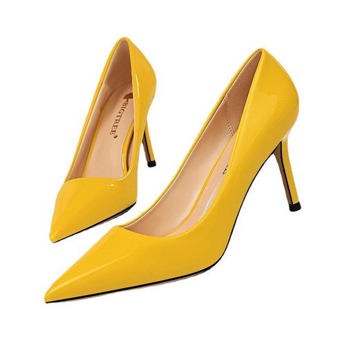 ANKRIC 구두 272-2 간단한 하이힐 밝은 특허 가죽 얕은 입 뾰족한 섹시한 슬림 전문 OL 하이힐 신발 여성 신발