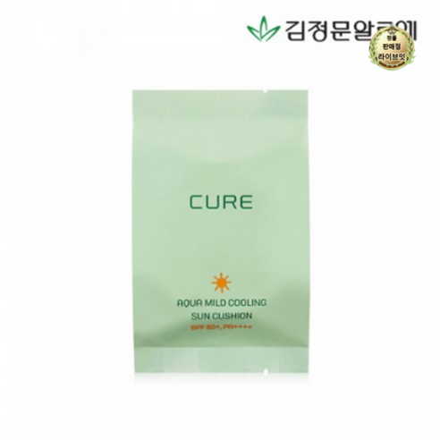 라이브잇 김정문 알로에 아쿠아 마일드 쿨링 선쿠션 리필 SPF50+ PA++++ 25g, 1개 김정문알로에선쿠션