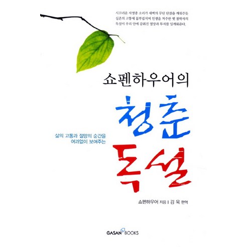 쇼펜하우어의 청춘독설:삶의 고통과 절망의 순간을 여과없이 보여주는, 가산출판사, 쇼펜하우어 저/김욱 역