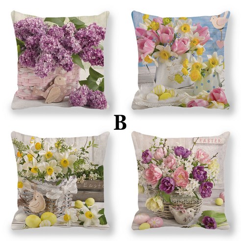 OEM Happy Easter Bunny Pillow Cover Linen Sofa Cushion Home Decor CaseFWT210301011B, A