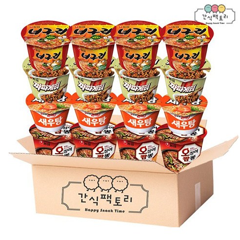 [간식팩토리] 큰사발 너구리+짜파게티+새우탕+오짬 각4개_총 16개, 단품