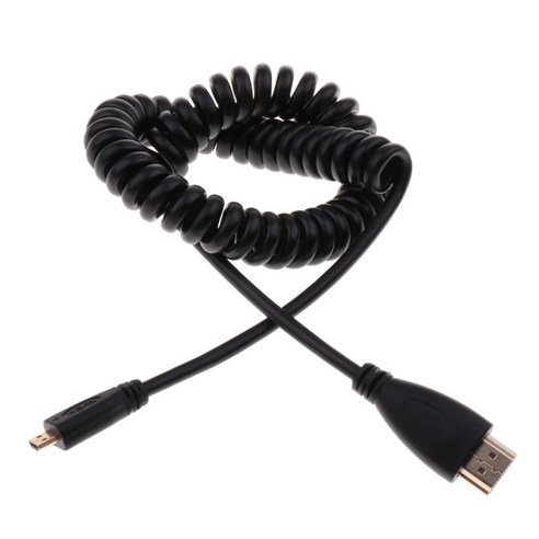 HDMI-마이크로 HDMI 케이블 연결 케이블 1080p 스프링 와인드 연장 케이블 블랙, 설명, 금속 플라스틱