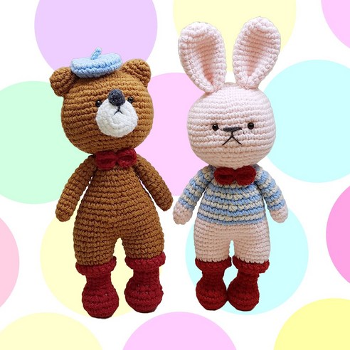 써니의실노리 손뜨개인형 빨간장화친구들 DIY 토끼인형 곰인형 뜨개DIY패키지 - 유아/태교 | 쿠팡
