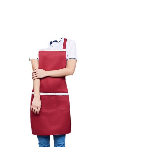 ANKRIC 가정용 내장방오방오양어깨밴드종업원앞치마 원피스앞치마, 빨간색