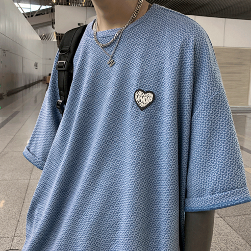 DFMEI 화이트 티셔츠 남성용 여름 반팔 타이드 브랜드 인스 의상 루즈한 디자인 틈새 감각 만능 트렌드 점 소매