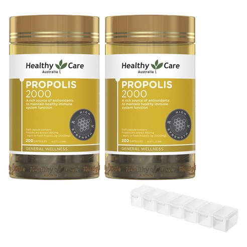 헬시케어 프로폴리스 2000mg 캡슐 + ITS NEATS 7칸 약통, 200정, 1개