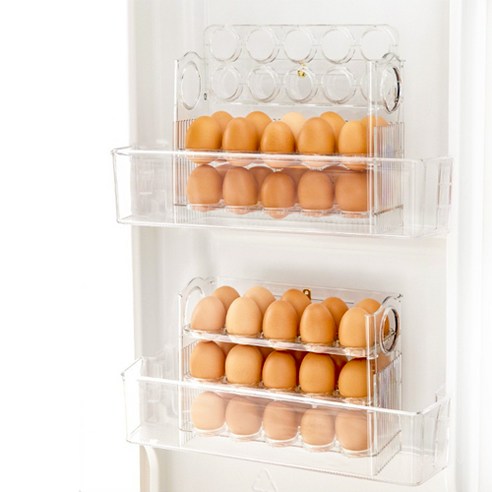  다용도 주방용품 한 세트, 편리한 일상을 위해 계란한판 3단 보관함 30구, 투명