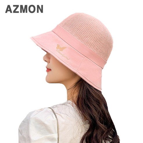 AZMON 왕골 매쉬 와이어 나비자수 버킷햇 여성 예쁜모자 캐주얼 - 모자 | 쿠팡