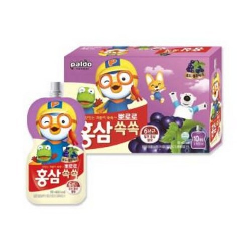 뽀로로 음료수 홍삼쏙쏙 포도블루베리 100ml x 40개