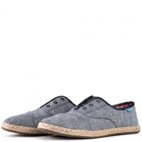 NEW WOMEN TOMS PALMERA GREY CHAMBRAY OXFORD 10007866 179736