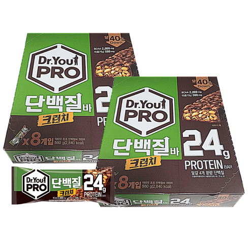 오리온 닥터유 프로 단백질바 크런치, 560g, 2개