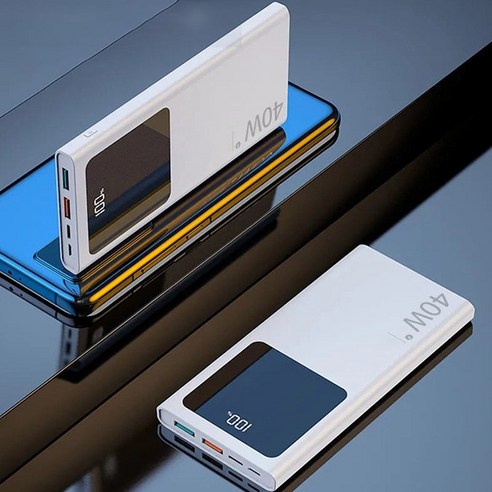 laderive보조 배터리 40w고속충전 대용량 밧데리 LED잔량표시 10000mAh, 흰색