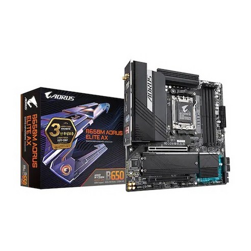 기가바이트 B650M AORUS ELITE AX 메인보드 (AM5 DDR5 M-ATX) 제이씨현, 1개, 선택하세요