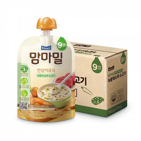 매일유업 맘마밀 9개월 녹황야채소고기 100g 10팩 100g × 10개 섬네일