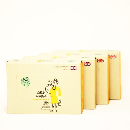 친환경 생분해 스트링파우치 티필터 90매X4팩 II 손잡이가 있어 차우리기 짱, 4개