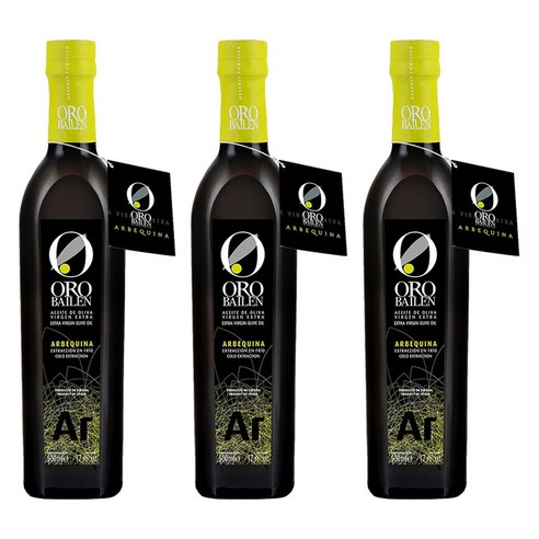 오로바일렌 아르베키나 엑스트라 버진 올리브 오일, 3개, 500ml