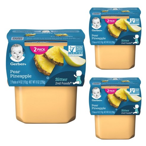 거버 어린이 액상 식품 113g 2개입, 배 파인애플(Pear Pineapple), 226g, 3개