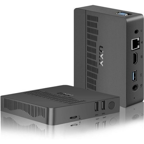 UXX 최신 미니 PC Micro PC 지원 M.2 SSD 2TB 확장 프로세서 N3350 4K HD 및 VGA 듀얼 디스플레이 BT 2.4 5G WiFi USB3.0, 6GB+64GB N3350, W10-Grey with mouse