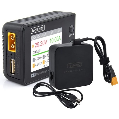 ToolkitRC 밸런스 충전기 방전기 ADP100 포함 1-6S Lipo 배터리 전압 서보 검사기 리시버 신호 테스트 M7 200W 10A, 2.M7 And US Plug