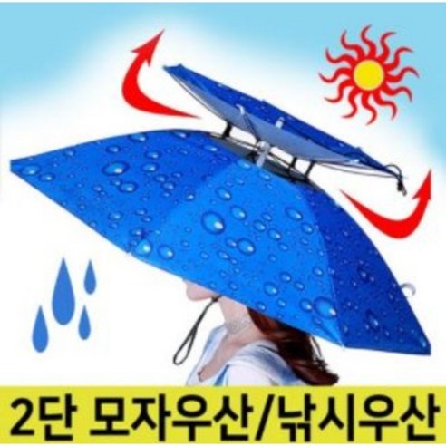정직한모자 머리에 쓰는 우산모자 낚시모자 농사용모자 물방울 블루색상 그늘이 챙모자, 물방울블루