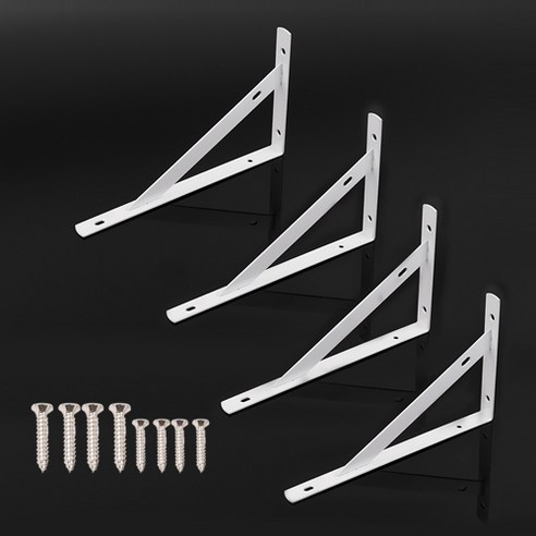 철물파크 트러스 선반받침대 선반대 보강대 지지대 고정받침대 까치발 꺽쇠, B-02 200x120mm(화이트), 4개