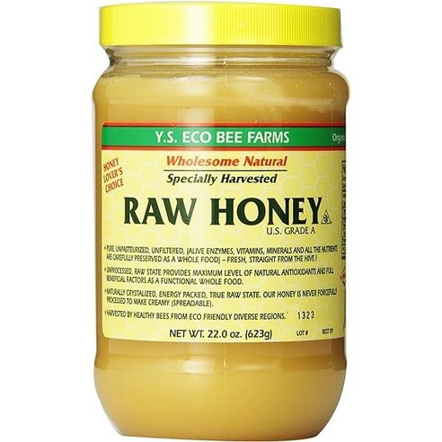 Ys Bee Farms 생 꿀 Raw Honey 22oz, 623g, 3개