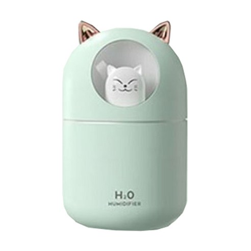 야옹이 가습기 300ml 대용량 사무실 미니 가습기 USB 가습기 무드등 필터 5개 포함, A205(민트)